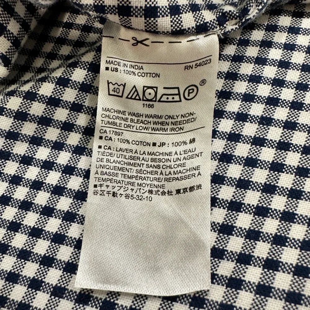Banana Republic Untucked Shirt Men L Blue Gingham Cotton Button Down Long Sleeve